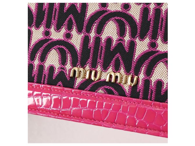 Borsa a Spalla Miu Miu in Tela e Pelle 2 in 1 Rosa Oro Auth 120964SAM D'oro - vista 19