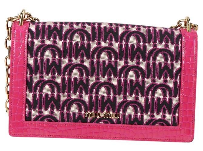 Borsa a Spalla Miu Miu in Tela e Pelle 2 in 1 Rosa Oro Auth 120964SAM D'oro - vista 2