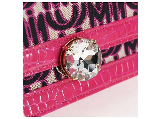 Borsa a Spalla Miu Miu in Tela e Pelle 2 in 1 Rosa Oro Auth 120964SAM D'oro - vista 20