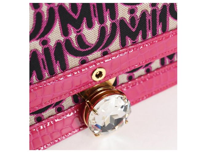 Borsa a Spalla Miu Miu in Tela e Pelle 2 in 1 Rosa Oro Auth 120964SAM D'oro - vista 21
