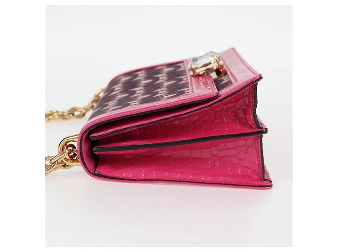 Borsa a Spalla Miu Miu in Tela e Pelle 2 in 1 Rosa Oro Auth 120964SAM D'oro - vista 4
