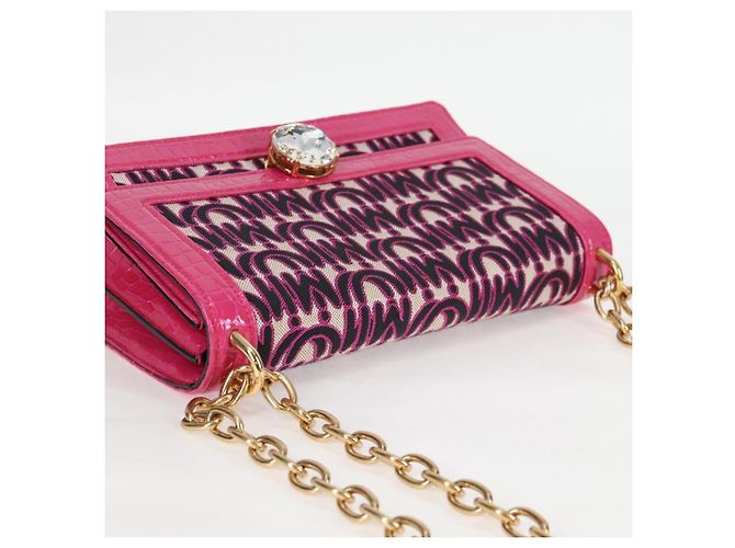 Borsa a Spalla Miu Miu in Tela e Pelle 2 in 1 Rosa Oro Auth 120964SAM D'oro - vista 7