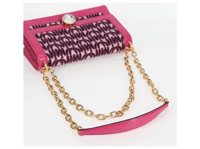 Borsa a Spalla Miu Miu in Tela e Pelle 2 in 1 Rosa Oro Auth 120964SAM D'oro - vista 8