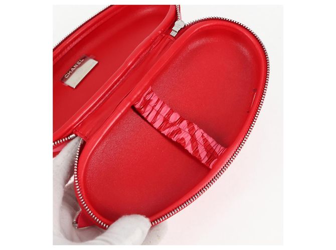 Estuche para gafas de sol de cuero rojo CC Auth de CHANEL con cadena bs24979SAM Roja - vista 10