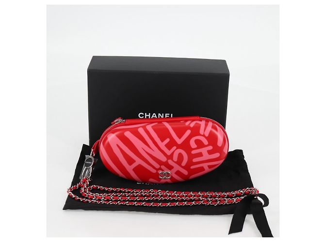 Estuche para gafas de sol de cuero rojo CC Auth de CHANEL con cadena bs24979SAM Roja - vista 12