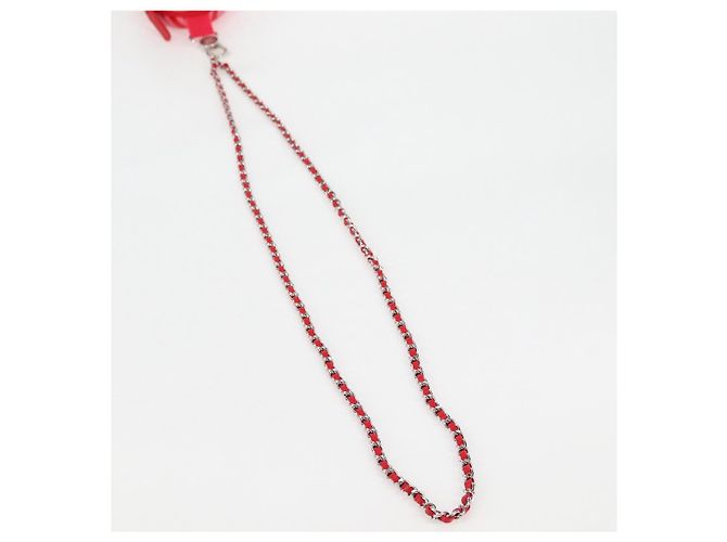 Estuche para gafas de sol de cuero rojo CC Auth de CHANEL con cadena bs24979SAM Roja - vista 8