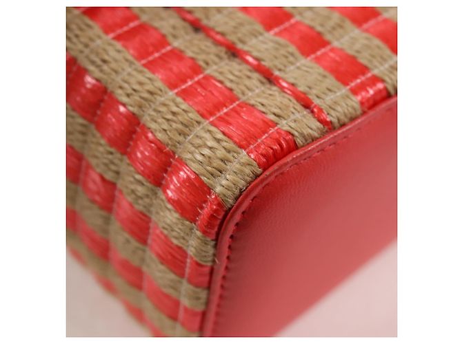 Bolsa de ombro de corrente CHANEL em palha bege ouro CC Auth 120168SAM Dourado - vista 18