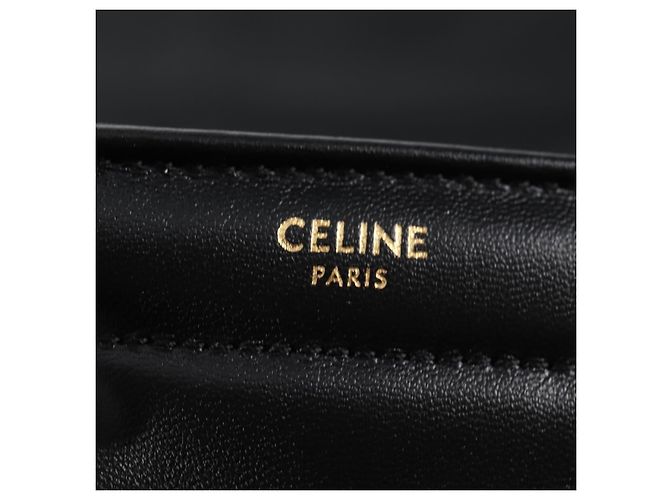 Céline Borsa a spalla CELINE in pelle nera e oro Auth nb466SM Nero D'oro - vista 20