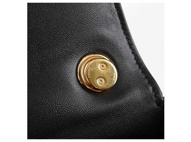 Céline Borsa a spalla CELINE in pelle nera e oro Auth nb466SM Nero D'oro - vista 21
