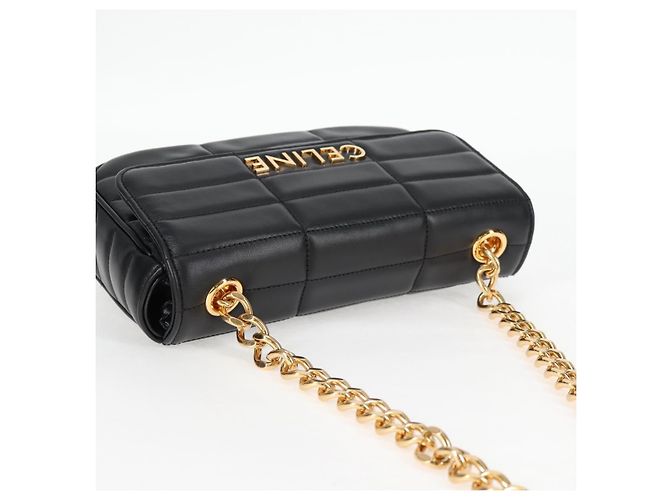 Céline Borsa a spalla CELINE in pelle nera e oro Auth nb466SM Nero D'oro - vista 6