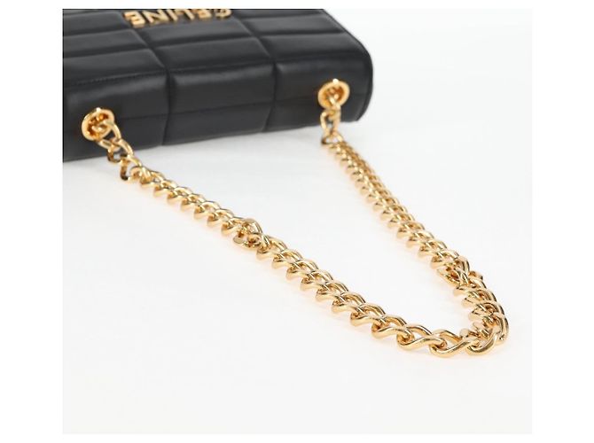 Céline Borsa a spalla CELINE in pelle nera e oro Auth nb466SM Nero D'oro - vista 7