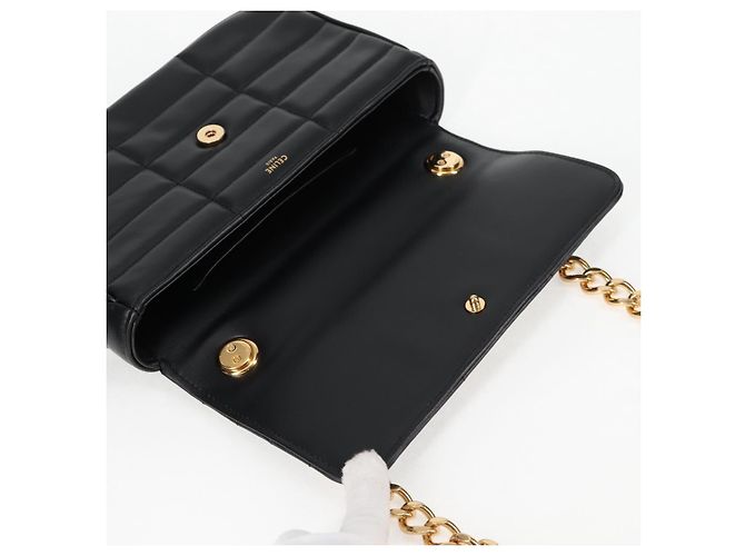 Céline Borsa a spalla CELINE in pelle nera e oro Auth nb466SM Nero D'oro - vista 9
