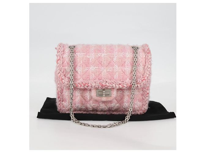 CHANEL Borsa a Spalla Chain Matelassé 23 2.55 tweed Rosa CC Auth 121623SM - vista 12