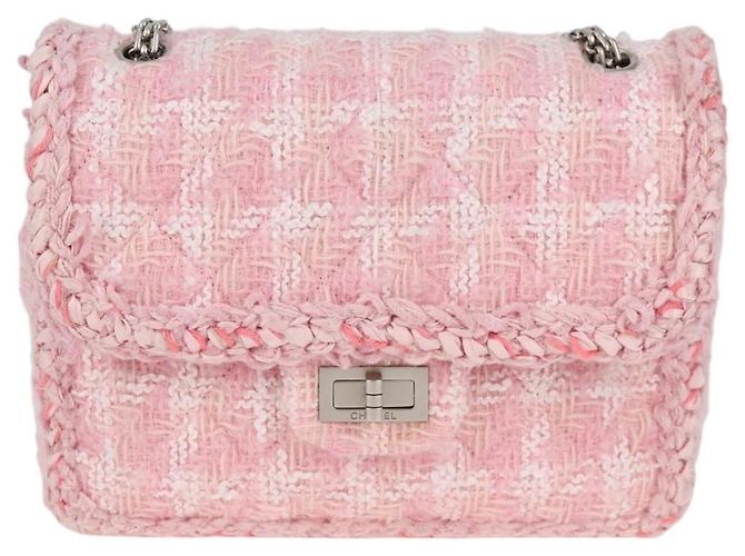 CHANEL Borsa a Spalla Chain Matelassé 23 2.55 tweed Rosa CC Auth 121623SM - vista 13