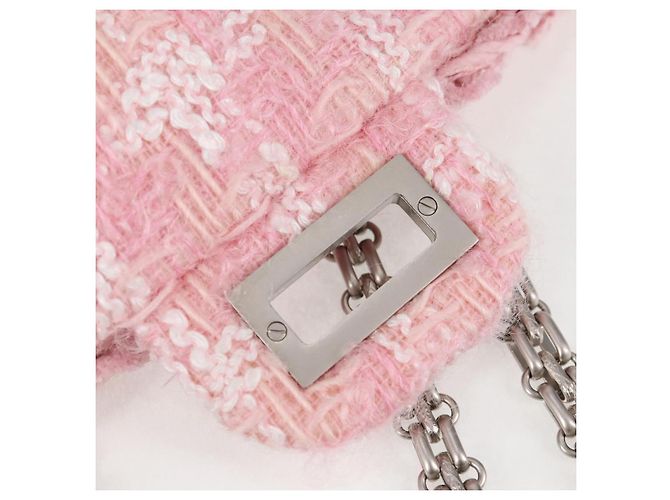 CHANEL Borsa a Spalla Chain Matelassé 23 2.55 tweed Rosa CC Auth 121623SM - vista 25