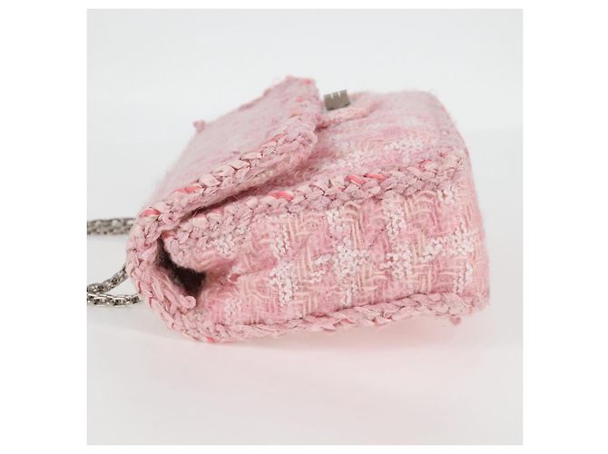 CHANEL Borsa a Spalla Chain Matelassé 23 2.55 tweed Rosa CC Auth 121623SM - vista 3