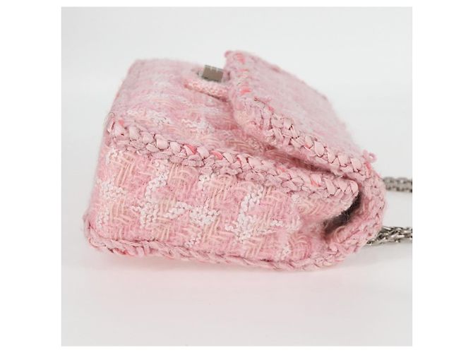 CHANEL Borsa a Spalla Chain Matelassé 23 2.55 tweed Rosa CC Auth 121623SM - vista 5