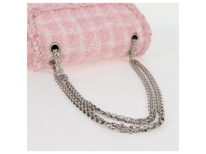 CHANEL Borsa a Spalla Chain Matelassé 23 2.55 tweed Rosa CC Auth 121623SM - vista 8