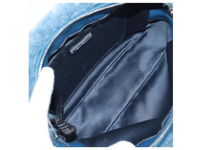 Bolsa de Ombro Miu Miu com Corrente de Pelo Azul Prata 5BD046 Auth 124300SAM - vista 10