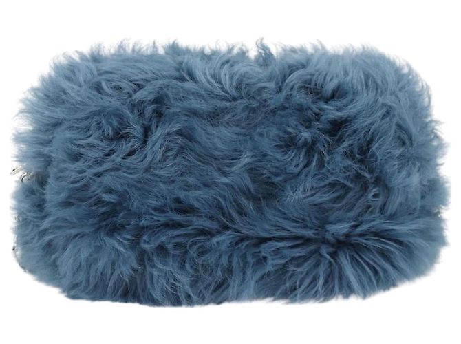Bolsa de Ombro Miu Miu com Corrente de Pelo Azul Prata 5BD046 Auth 124300SAM - vista 13