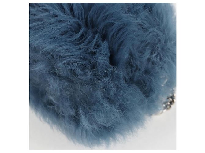 Bolsa de Ombro Miu Miu com Corrente de Pelo Azul Prata 5BD046 Auth 124300SAM - vista 16