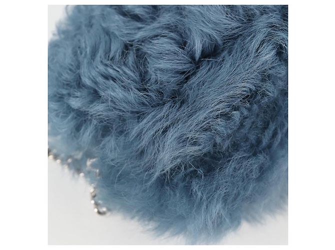 Bolsa de Ombro Miu Miu com Corrente de Pelo Azul Prata 5BD046 Auth 124300SAM - vista 17