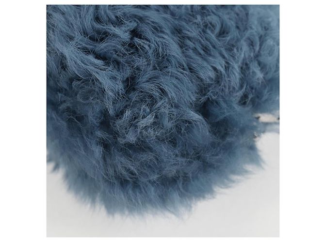 Bolsa de Ombro Miu Miu com Corrente de Pelo Azul Prata 5BD046 Auth 124300SAM - vista 18