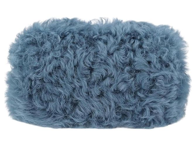 Bolsa de Ombro Miu Miu com Corrente de Pelo Azul Prata 5BD046 Auth 124300SAM - vista 2