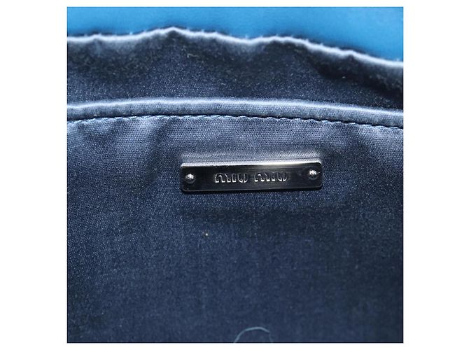 Bolsa de Ombro Miu Miu com Corrente de Pelo Azul Prata 5BD046 Auth 124300SAM - vista 21