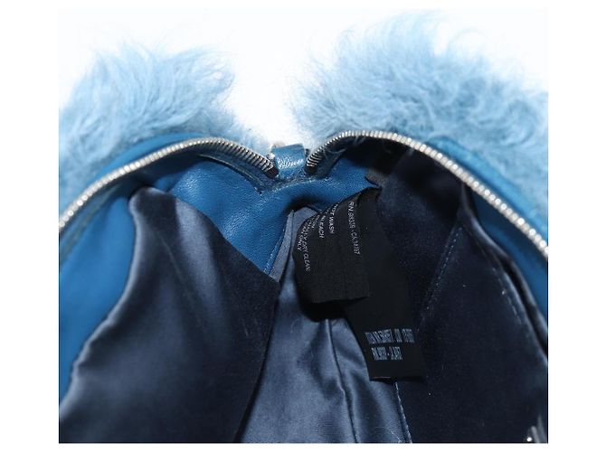 Bolsa de Ombro Miu Miu com Corrente de Pelo Azul Prata 5BD046 Auth 124300SAM - vista 23