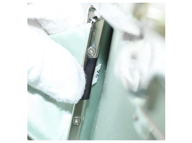 Borsa a Spalla Miu Miu con Catena in Cotone Azzurro Chiaro Argento Auth 118561SAM Blu chiaro - vista 11