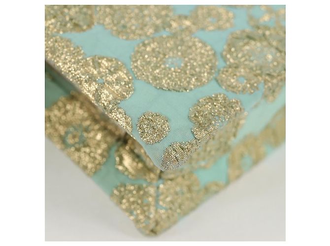 Borsa a Spalla Miu Miu con Catena in Cotone Azzurro Chiaro Argento Auth 118561SAM Blu chiaro - vista 15