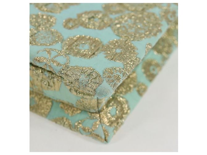 Borsa a Spalla Miu Miu con Catena in Cotone Azzurro Chiaro Argento Auth 118561SAM Blu chiaro - vista 16