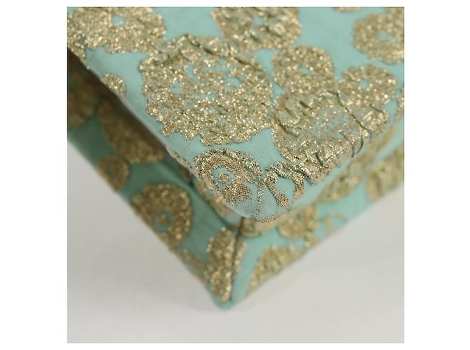 Borsa a Spalla Miu Miu con Catena in Cotone Azzurro Chiaro Argento Auth 118561SAM Blu chiaro - vista 17