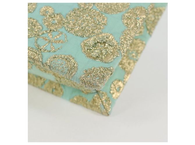 Borsa a Spalla Miu Miu con Catena in Cotone Azzurro Chiaro Argento Auth 118561SAM Blu chiaro - vista 18