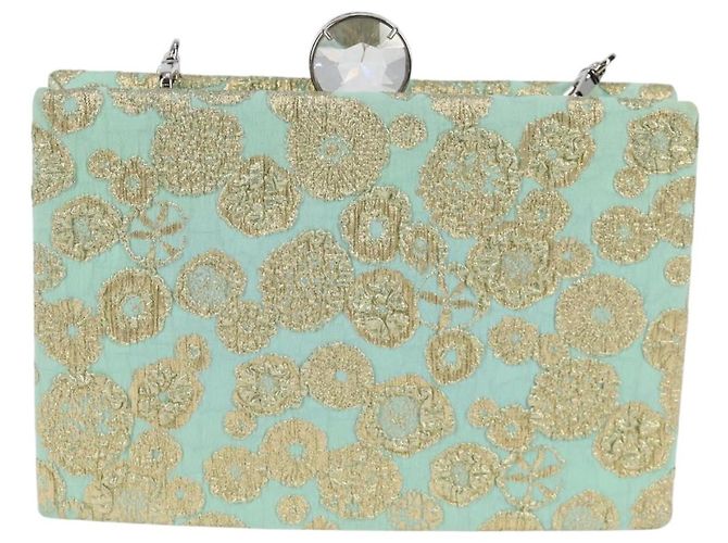 Borsa a Spalla Miu Miu con Catena in Cotone Azzurro Chiaro Argento Auth 118561SAM Blu chiaro - vista 2