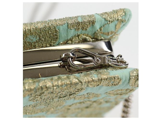 Borsa a Spalla Miu Miu con Catena in Cotone Azzurro Chiaro Argento Auth 118561SAM Blu chiaro - vista 20