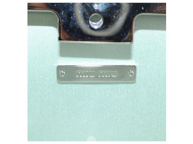 Borsa a Spalla Miu Miu con Catena in Cotone Azzurro Chiaro Argento Auth 118561SAM Blu chiaro - vista 21
