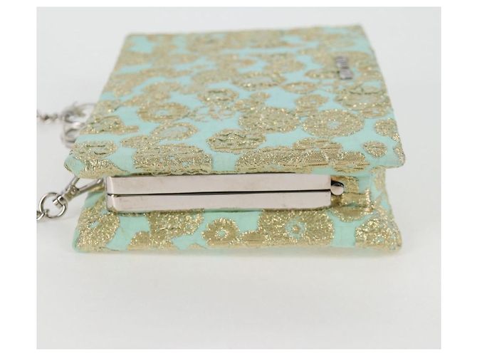 Borsa a Spalla Miu Miu con Catena in Cotone Azzurro Chiaro Argento Auth 118561SAM Blu chiaro - vista 3