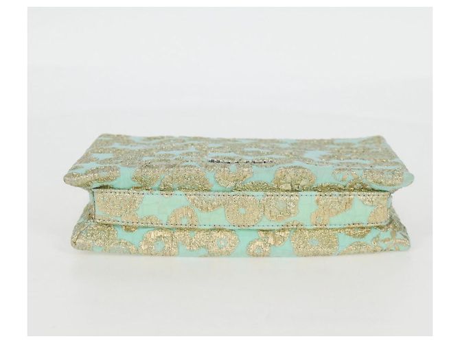 Borsa a Spalla Miu Miu con Catena in Cotone Azzurro Chiaro Argento Auth 118561SAM Blu chiaro - vista 5