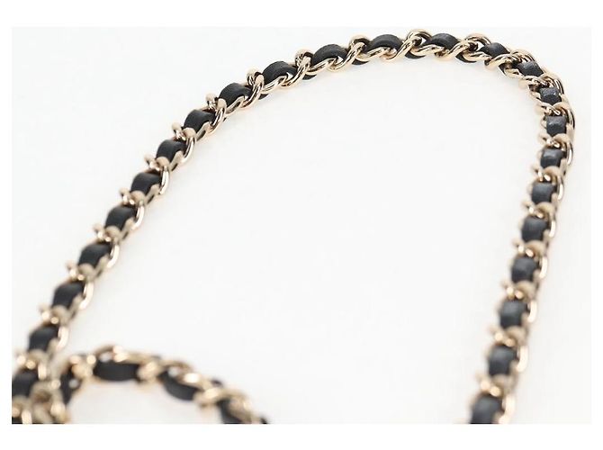CHANEL Borsa a Spalla Matelassé con Catena in Pelle di Agnello Nera Oro CC Auth 125435SAM Nero D'oro - vista 14