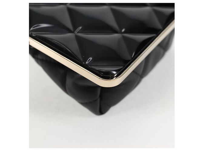 CHANEL Borsa a Spalla Matelassé con Catena in Pelle di Agnello Nera Oro CC Auth 125435SAM Nero D'oro - vista 16