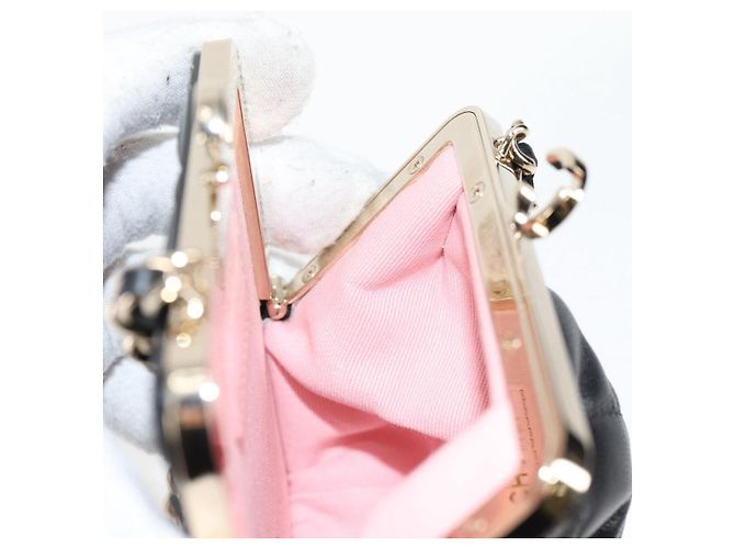CHANEL Borsa a Spalla Matelassé con Catena in Pelle di Agnello Nera Oro CC Auth 125435SAM Nero D'oro - vista 21