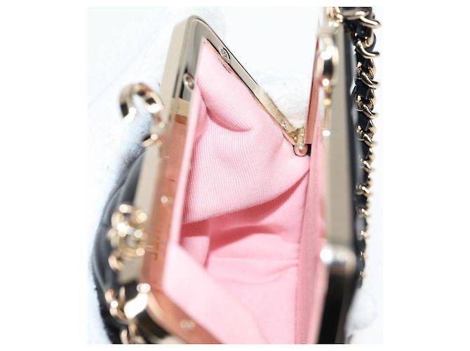 CHANEL Borsa a Spalla Matelassé con Catena in Pelle di Agnello Nera Oro CC Auth 125435SAM Nero D'oro - vista 22