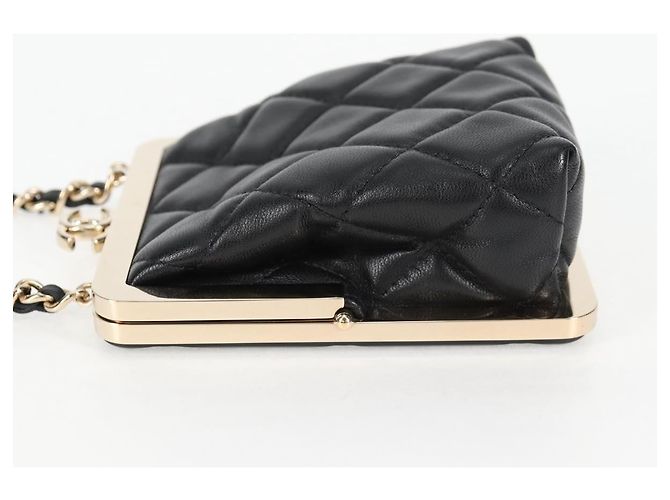 CHANEL Borsa a Spalla Matelassé con Catena in Pelle di Agnello Nera Oro CC Auth 125435SAM Nero D'oro - vista 3