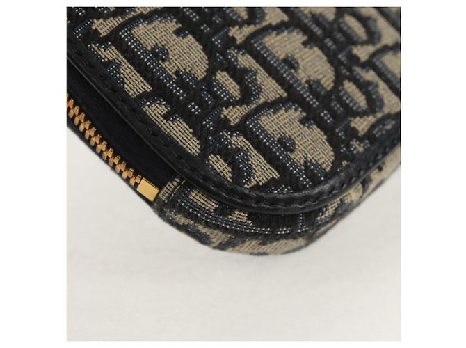 Borsa a catena Montaigne in tela Trotter Christian Dior blu navy oro Auth 146071SAM D'oro - vista 17