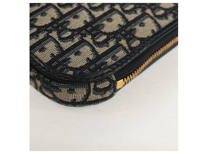 Borsa a catena Montaigne in tela Trotter Christian Dior blu navy oro Auth 146071SAM D'oro - vista 20