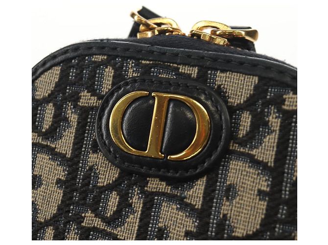 Borsa a catena Montaigne in tela Trotter Christian Dior blu navy oro Auth 146071SAM D'oro - vista 22