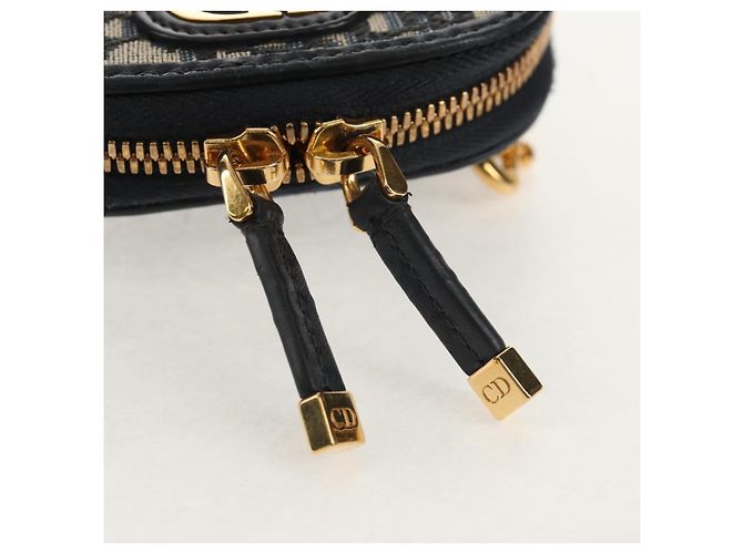 Borsa a catena Montaigne in tela Trotter Christian Dior blu navy oro Auth 146071SAM D'oro - vista 23