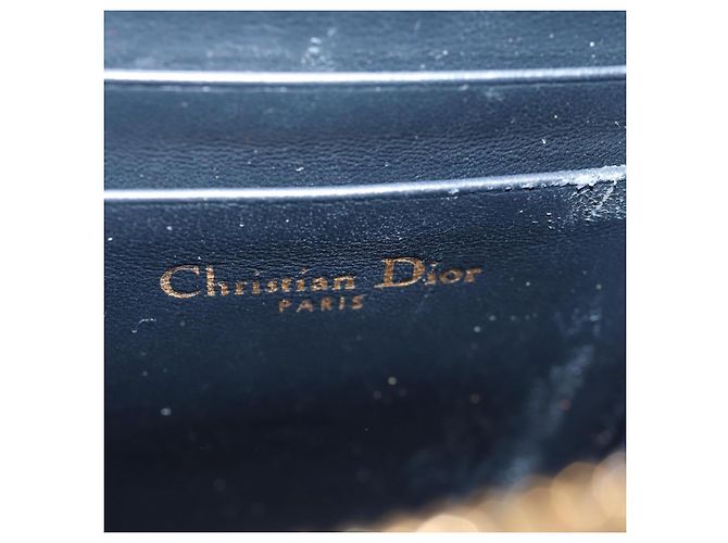 Borsa a catena Montaigne in tela Trotter Christian Dior blu navy oro Auth 146071SAM D'oro - vista 24